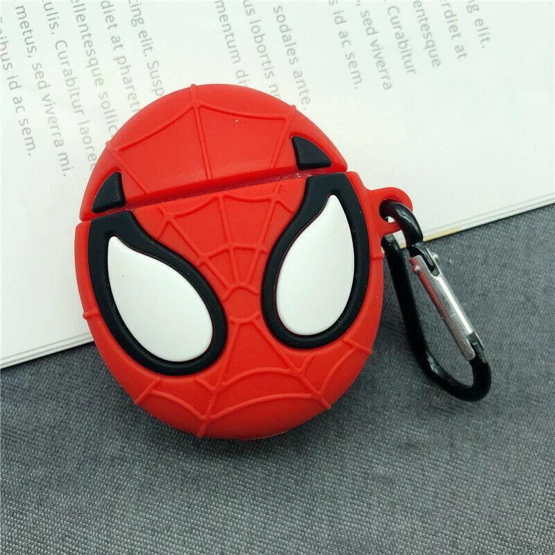 Cute Super Hero Cartoon Silicone Airpods Case Cover Skin For Apple Airpods 1/2 Airpods Case AtlasCase Spiderman + Buckle 