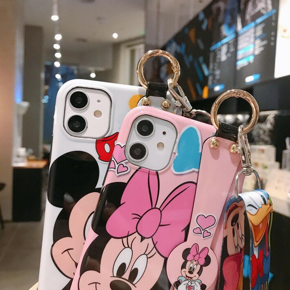 Disney Mickey Minnie Strap Phone Case Cover For iPhone 11 Pro Max XR Xs 7 8 Plus cwdz9888 
