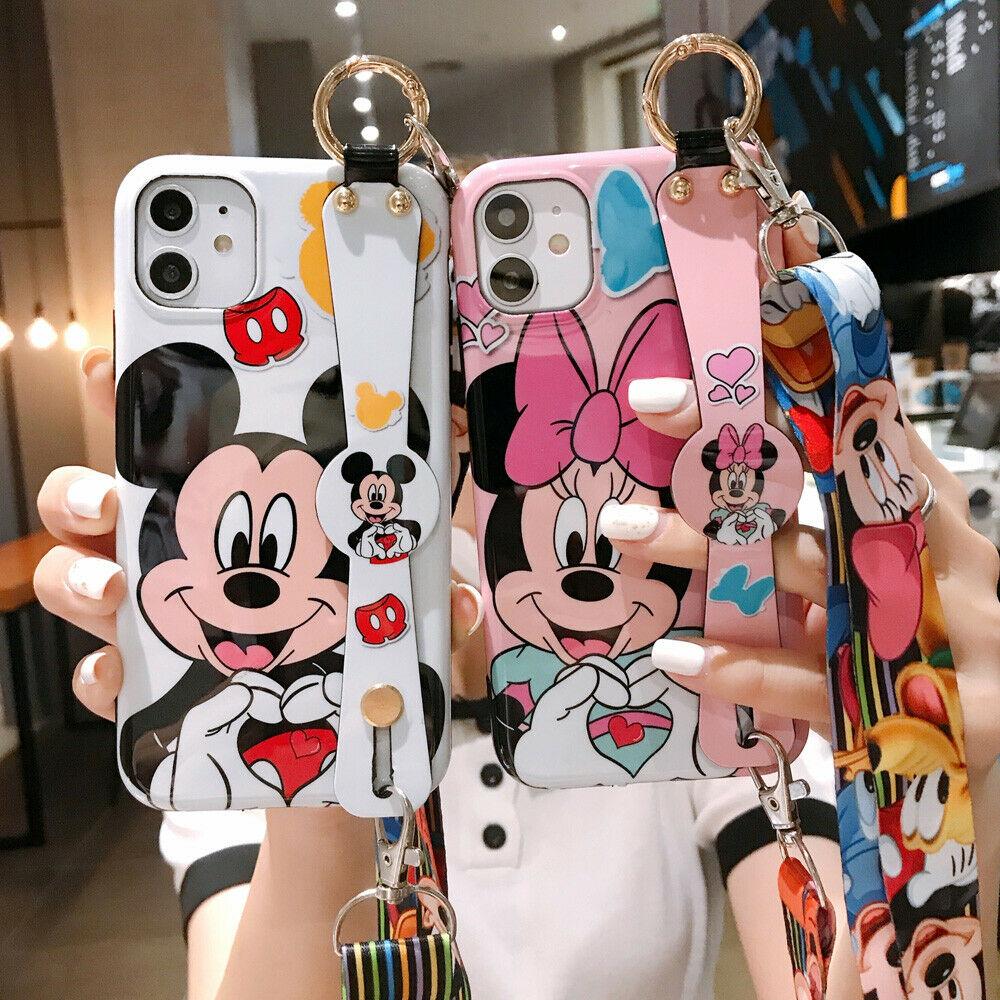Disney Mickey Minnie Strap Phone Case Cover For iPhone 11 Pro Max XR Xs 7 8 Plus cwdz9888 