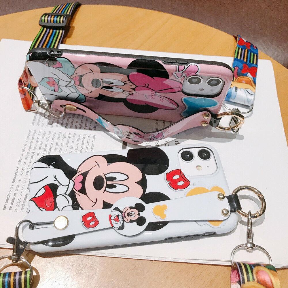 Disney Mickey Minnie Strap Phone Case Cover For iPhone 11 Pro Max XR Xs 7 8 Plus cwdz9888 
