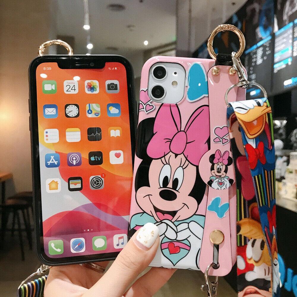 Disney Mickey Minnie Strap Phone Case Cover For iPhone 11 Pro Max XR Xs 7 8 Plus cwdz9888 