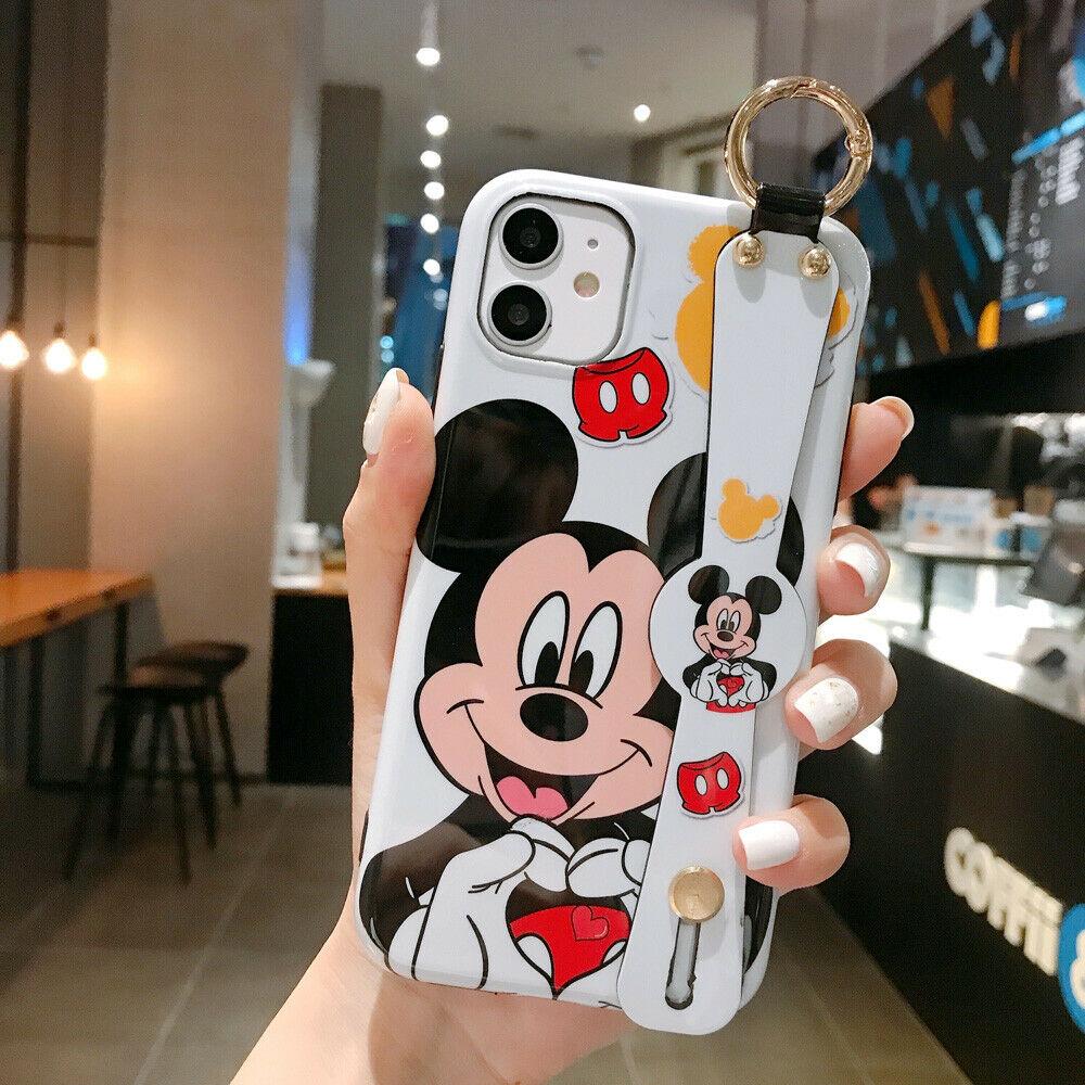 Disney Mickey Minnie Strap Phone Case Cover For iPhone 11 Pro Max XR Xs 7 8 Plus cwdz9888 Mickey+Lanyard For Apple iPhone 7 