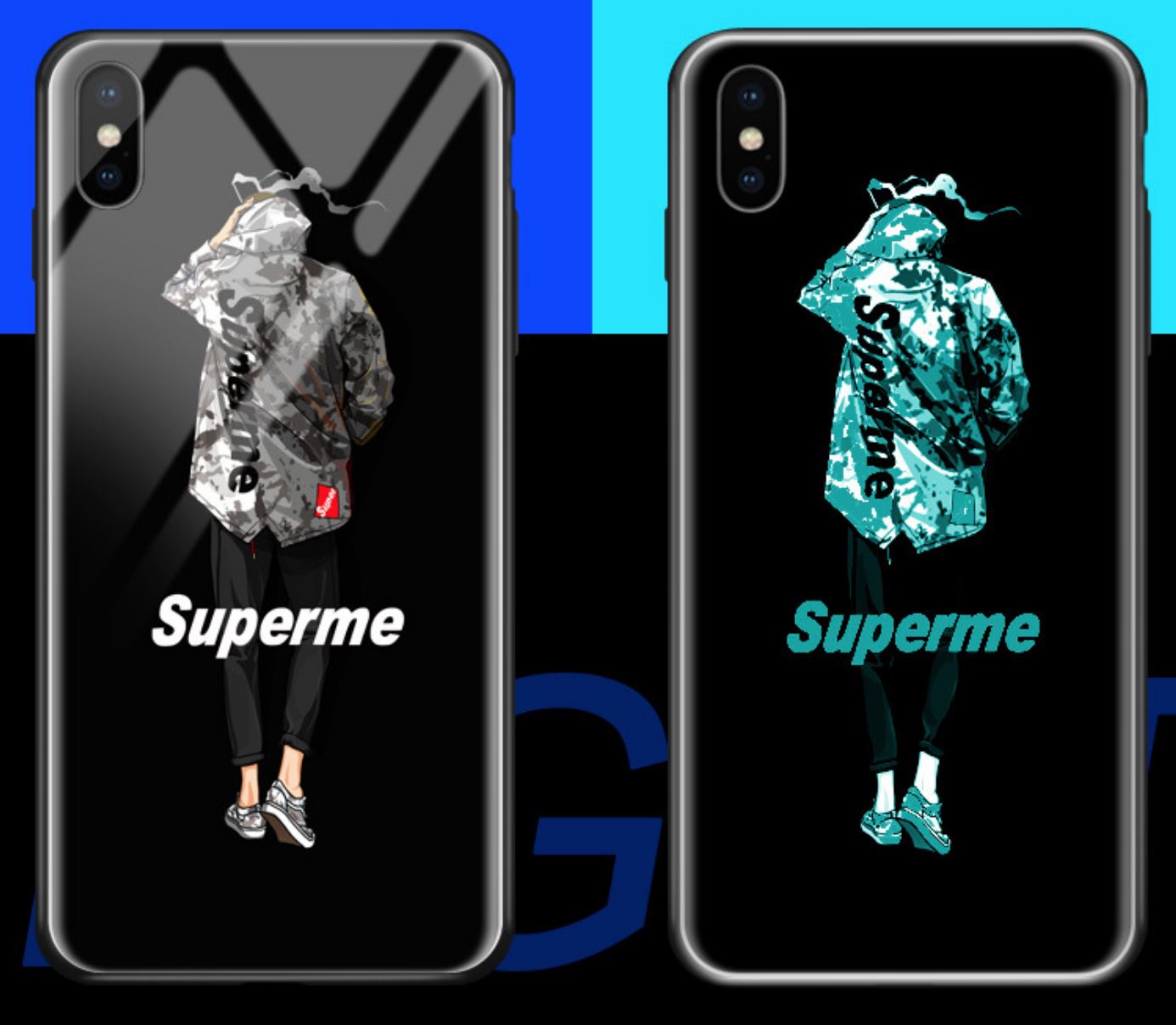 Fashion Luminous Tempered Glass Night Light iPhone Case 6/7/8+ X XR11 pro Max iPhone Cases AtlasCase 