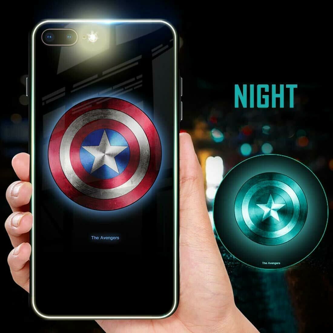 Fashion Luminous Tempered Glass Night Light iPhone Case 6/7/8+ X XR11 pro Max iPhone Cases AtlasCase 