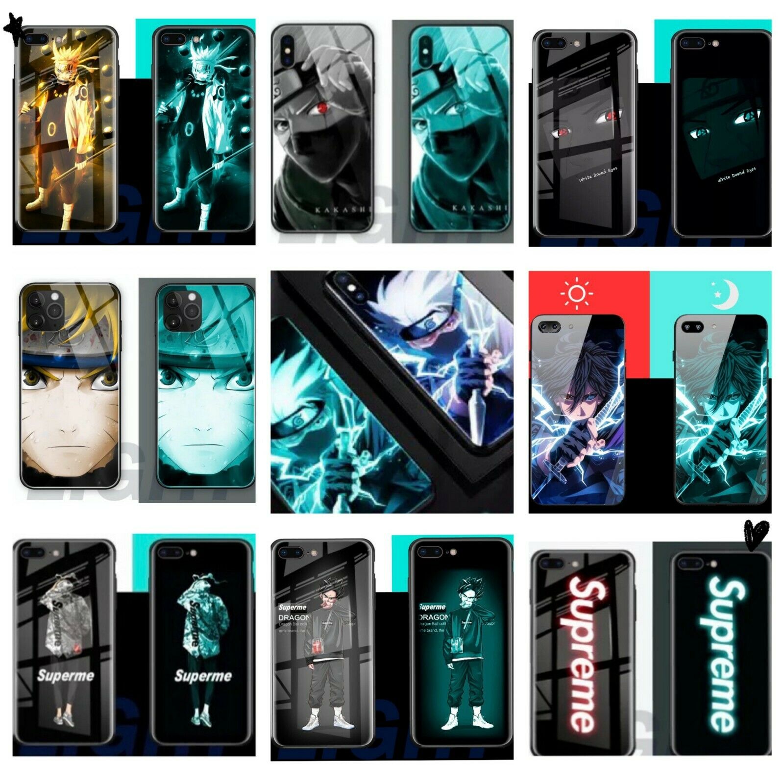 Fashion Luminous Tempered Glass Night Light iPhone Case 6/7/8+ X XR11 pro Max iPhone Cases AtlasCase 