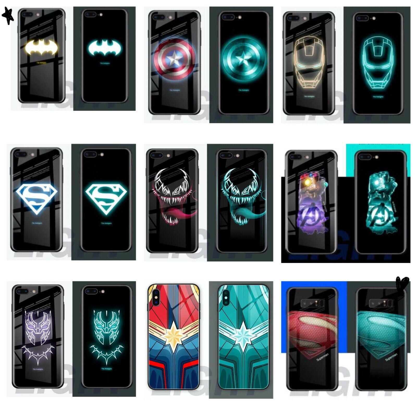Fashion Luminous Tempered Glass Night Light iPhone Case 6/7/8+ X XR11 pro Max iPhone Cases AtlasCase 