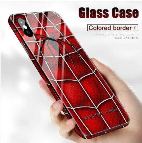 Fashion Luminous Tempered Glass Night Light iPhone Case 6/7/8+ X XR11 pro Max iPhone Cases AtlasCase 6/6S Spider Man 