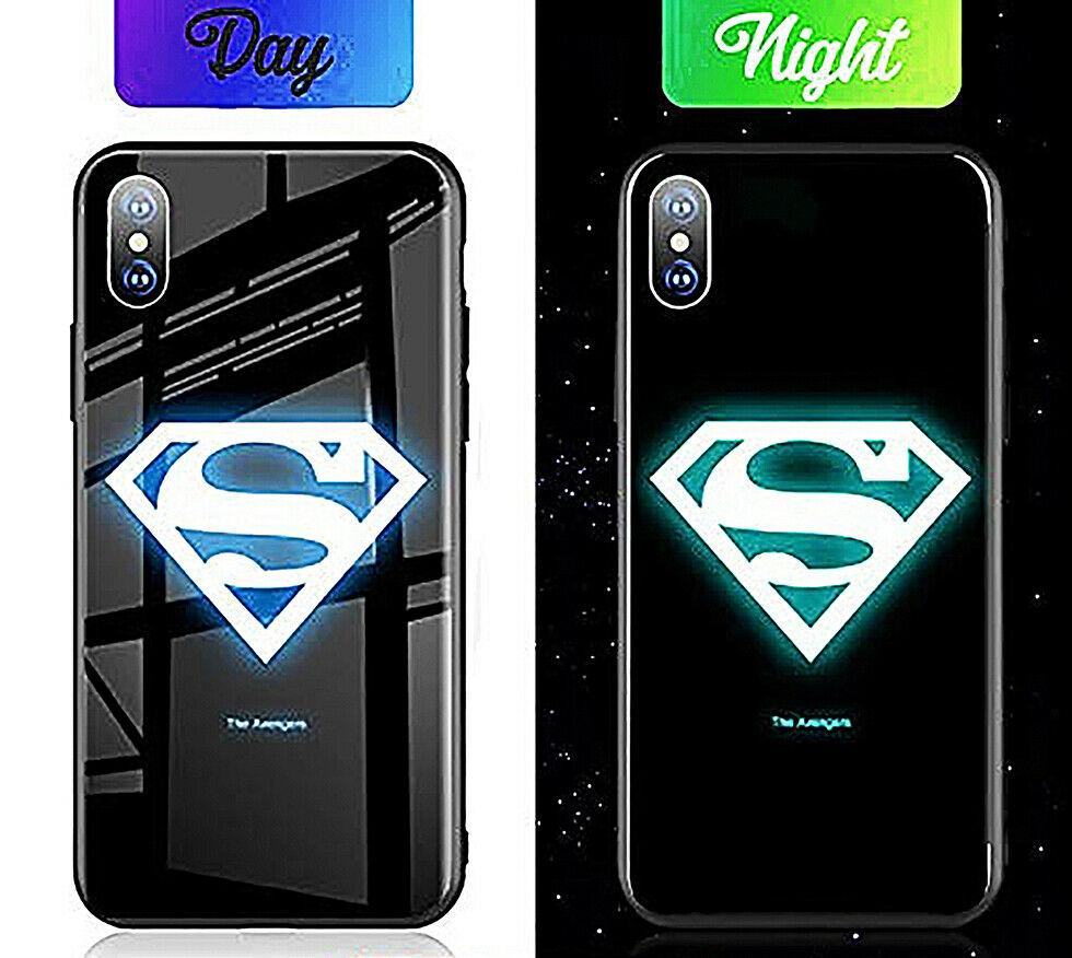 Fashion Luminous Tempered Glass Night Light iPhone Case 6/7/8+ X XR11 pro Max iPhone Cases AtlasCase 6/6S Supper Man 