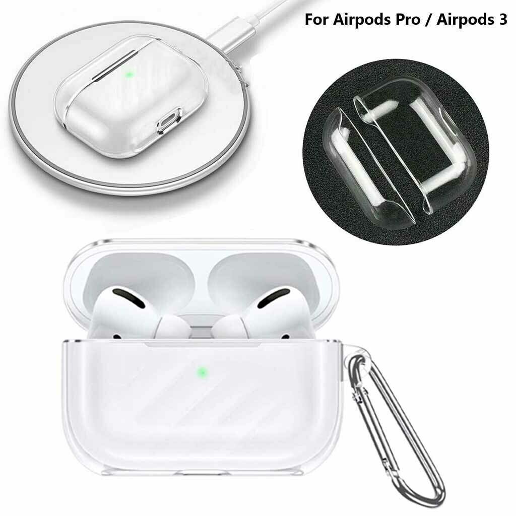 For Apple AirPods Pro Charging Case Soft TPU Protective Cover Skin + Keychain hi-pioneerhi-pioneer Clear 