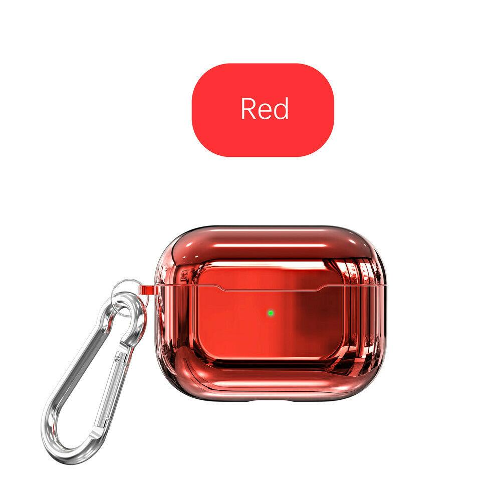 For Apple AirPods Pro Charging Case Soft TPU Protective Cover Skin + Keychain hi-pioneerhi-pioneer Red 