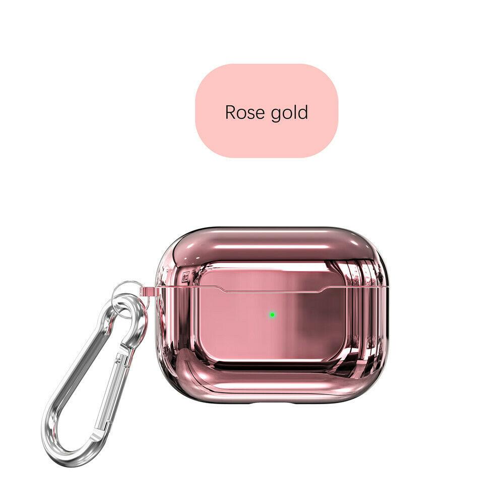 For Apple AirPods Pro Charging Case Soft TPU Protective Cover Skin + Keychain hi-pioneerhi-pioneer Rose Gold 