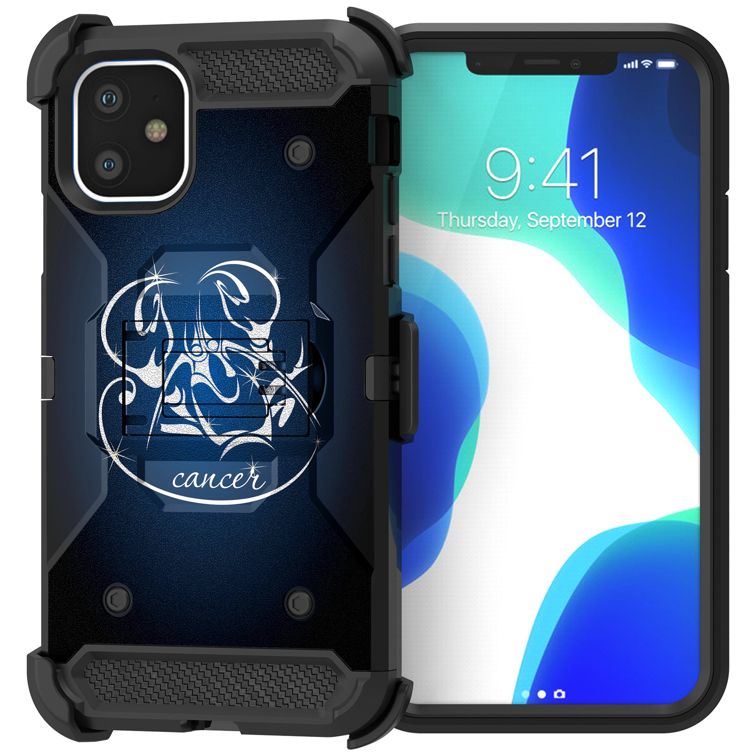For Apple iPhone 11 6.1 Triple Layer Holster Case Zodiac iPhone Cases AtlasCase 