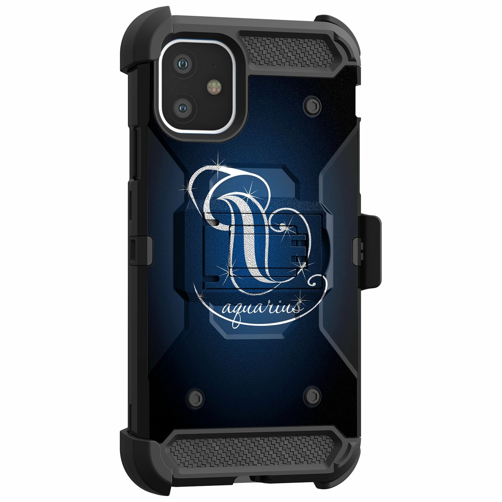 For Apple iPhone 11 6.1 Triple Layer Holster Case Zodiac iPhone Cases AtlasCase Aquarius 