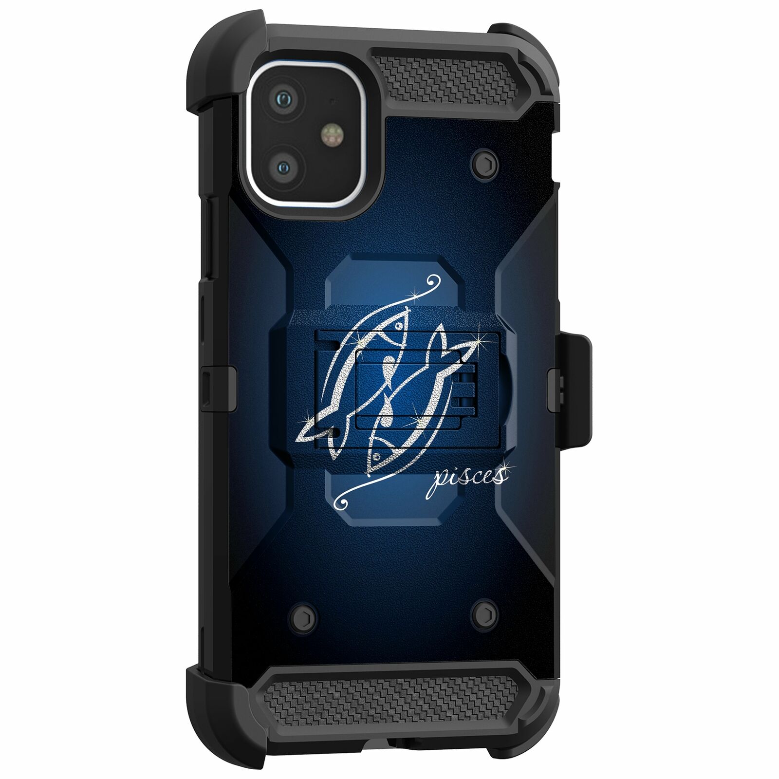 For Apple iPhone 11 6.1 Triple Layer Holster Case Zodiac iPhone Cases AtlasCase Pisces 