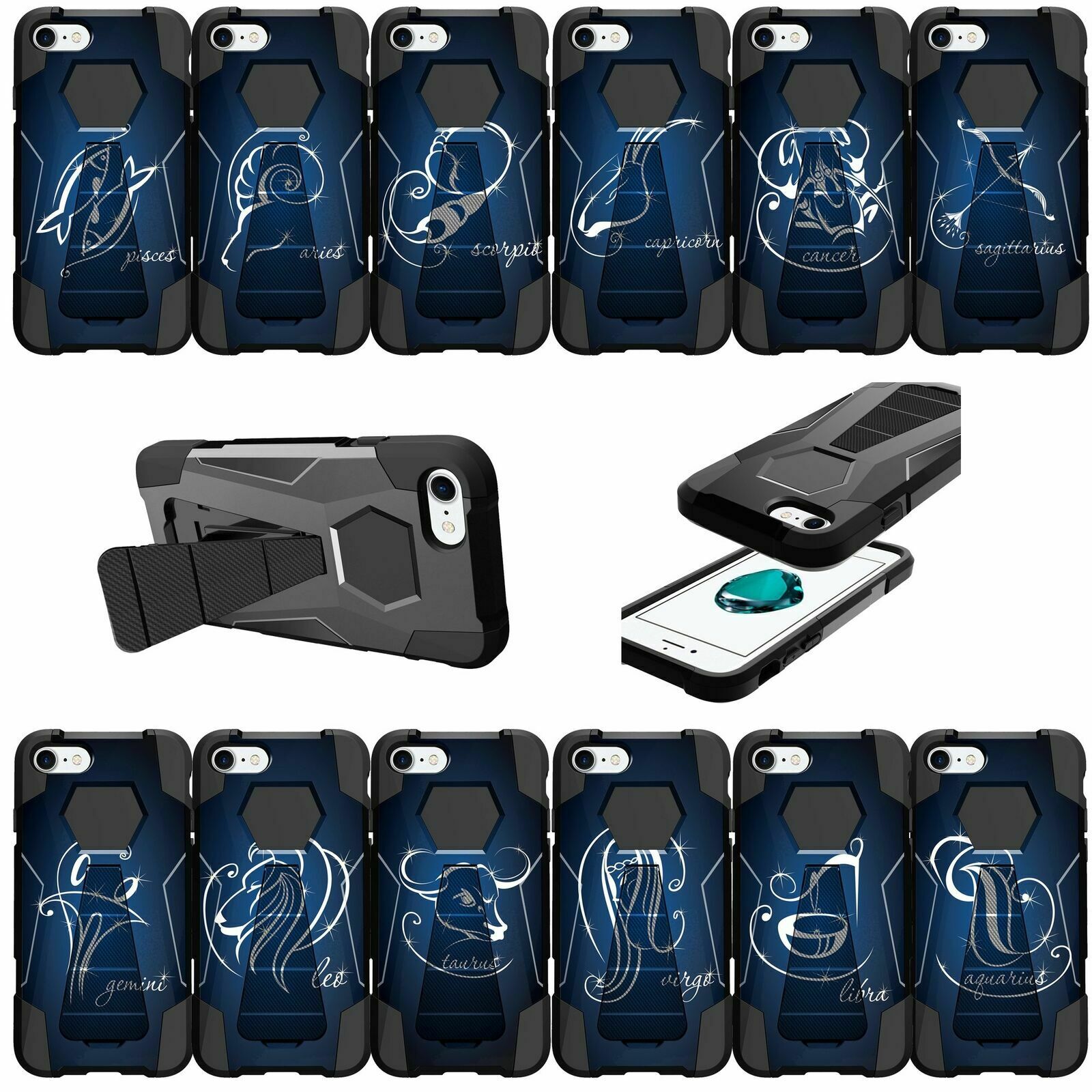 For Apple iPhone 7 | Apple iPhone 7 Kickstand Case - Zodiac Signs iPhone Cases AtlasCase 