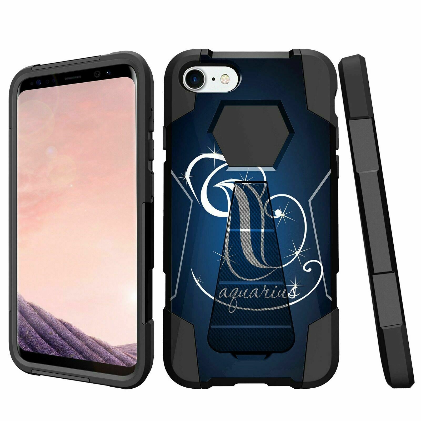 For Apple iPhone 7 | Apple iPhone 7 Kickstand Case - Zodiac Signs iPhone Cases AtlasCase Aquarius 