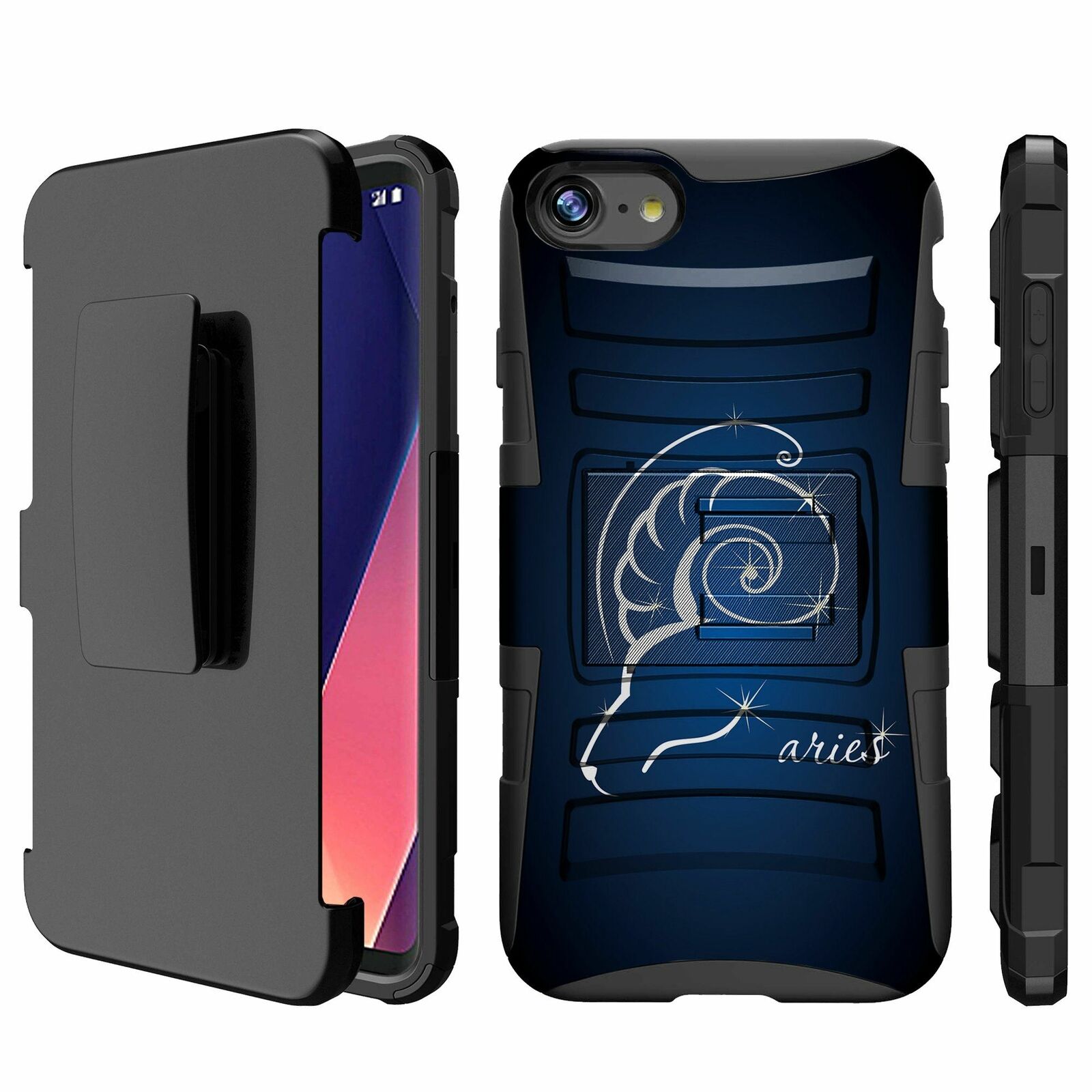 For Apple iPhone 7 | iPhone 7 2016 Holster & Kickstand Combo Case-Zodiac Signs iPhone Cases AtlasCase Aries 