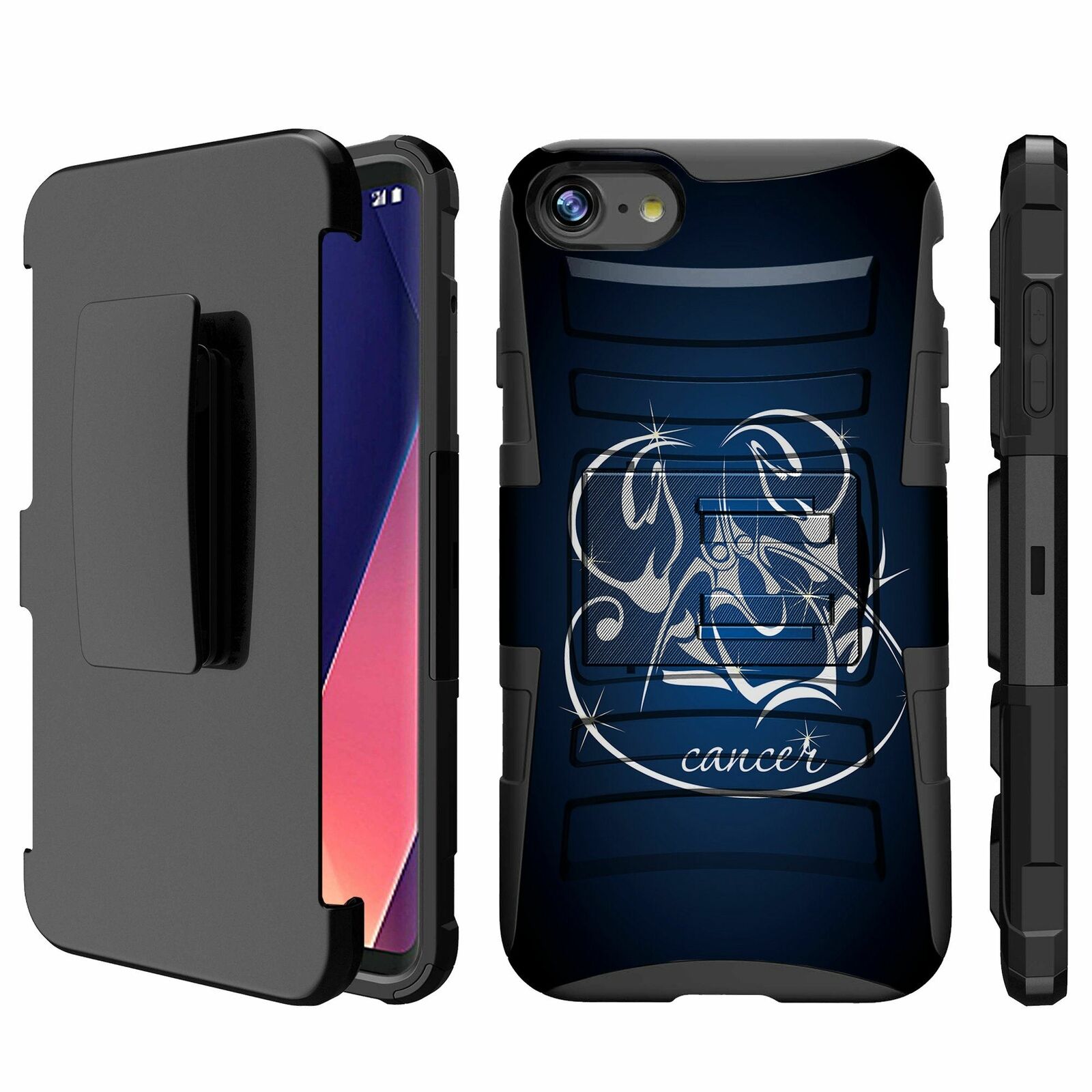 For Apple iPhone 8 | iPhone 8 2017 Holster & Kickstand Combo Case-Zodiac Signs iPhone Cases AtlasCase Cancer 