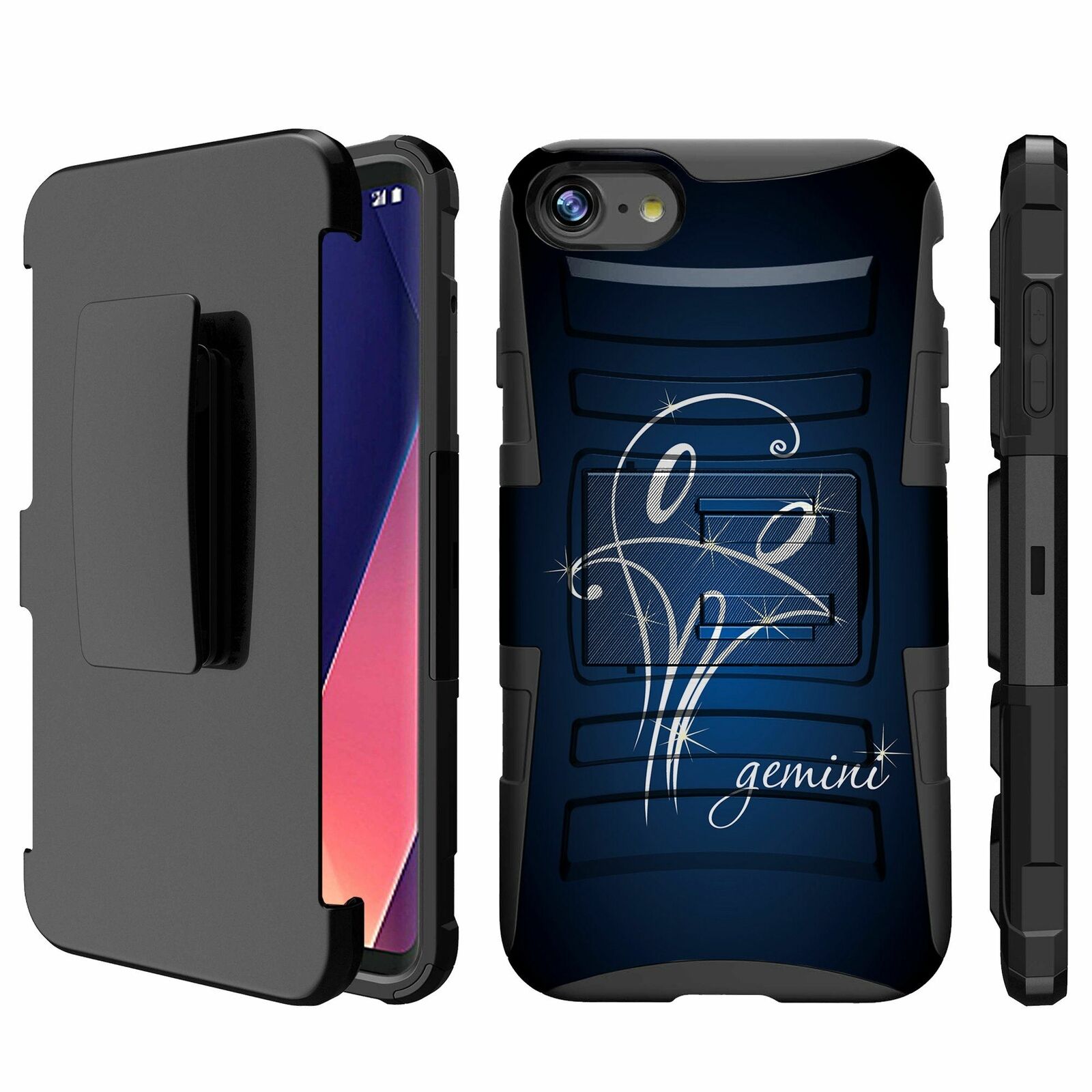 For Apple iPhone 8 | iPhone 8 2017 Holster & Kickstand Combo Case-Zodiac Signs iPhone Cases AtlasCase Gemini 