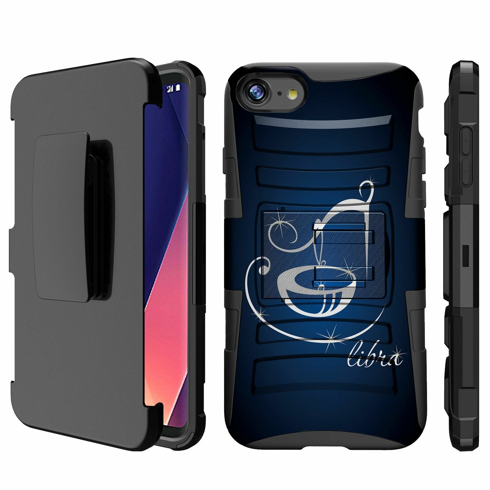 For Apple iPhone 8 | iPhone 8 2017 Holster & Kickstand Combo Case-Zodiac Signs iPhone Cases AtlasCase Libra 