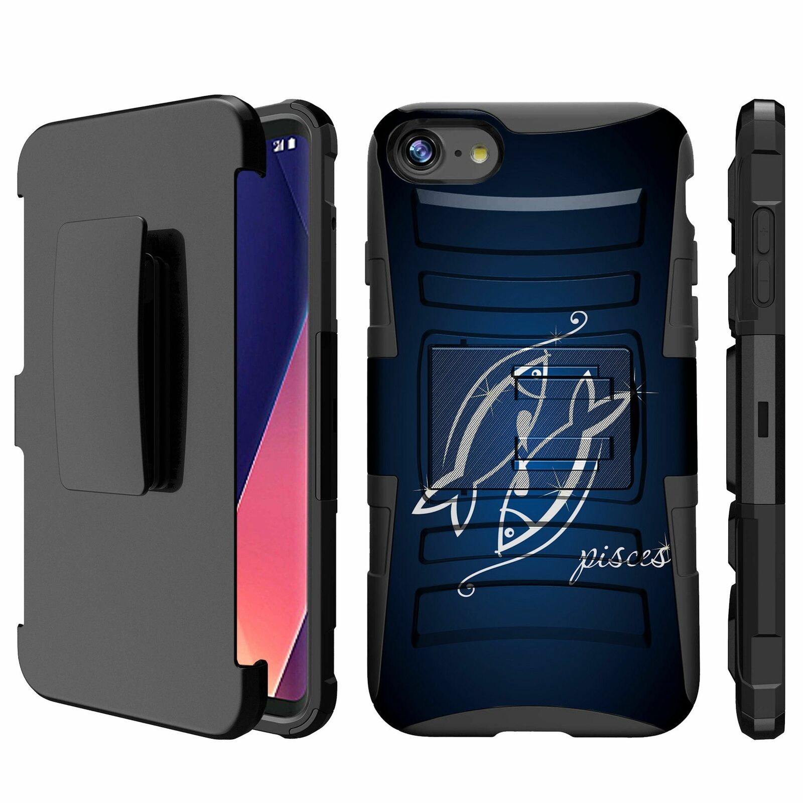 For Apple iPhone 8 | iPhone 8 2017 Holster & Kickstand Combo Case-Zodiac Signs iPhone Cases AtlasCase Pisces 