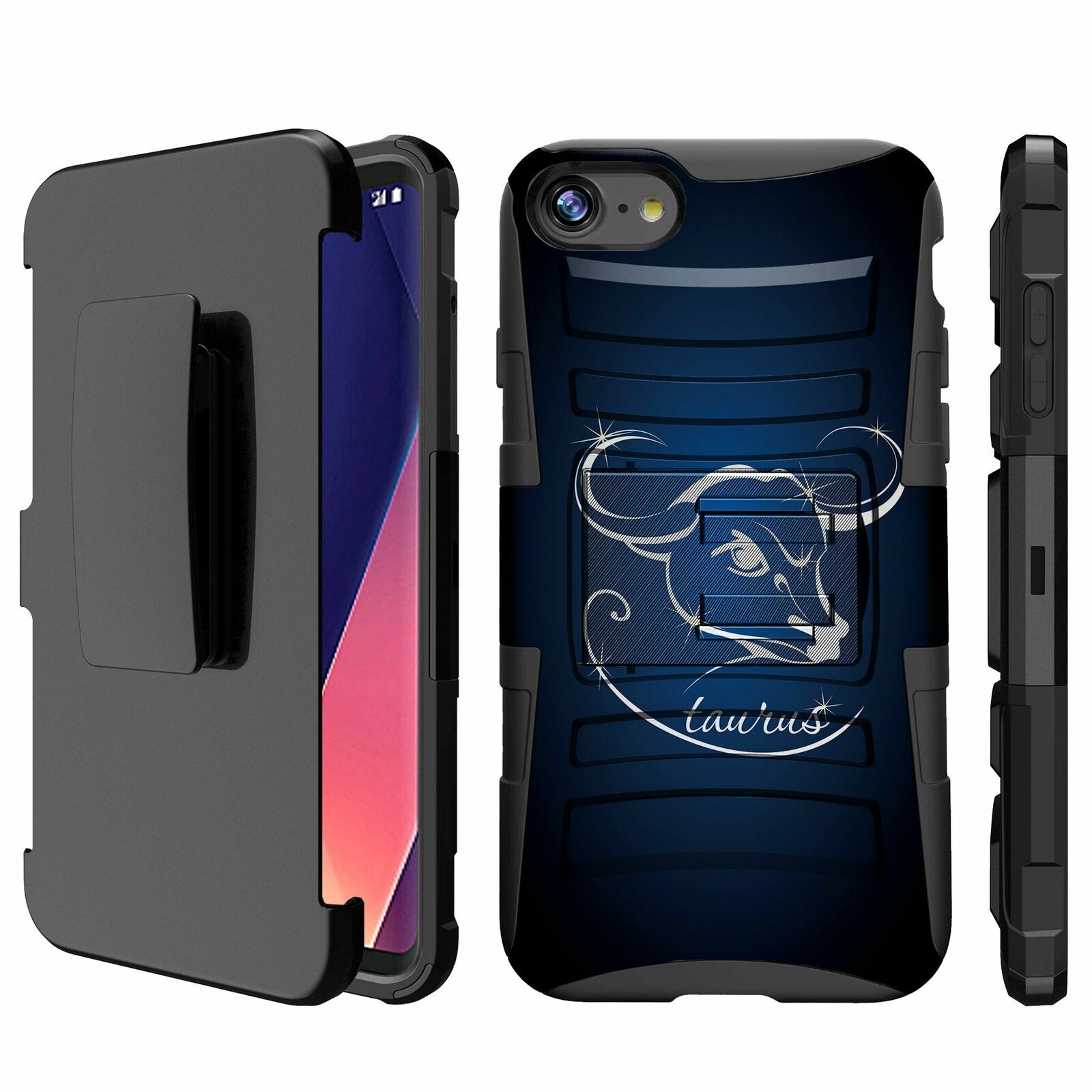 For Apple iPhone 8 | iPhone 8 2017 Holster & Kickstand Combo Case-Zodiac Signs iPhone Cases AtlasCase Taurus 