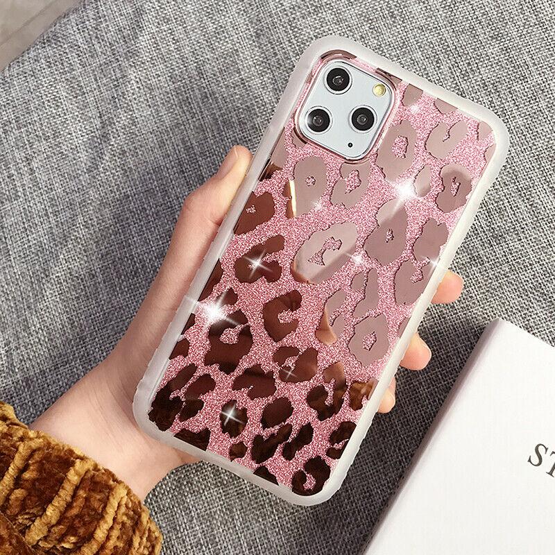 For girls Glitter Marble Case For iphone 11 Pro Max 7 8 Plus XS Max XR SE Cover whatapuritywhatapurity Bling Leopard (Pink) For iphone 11 