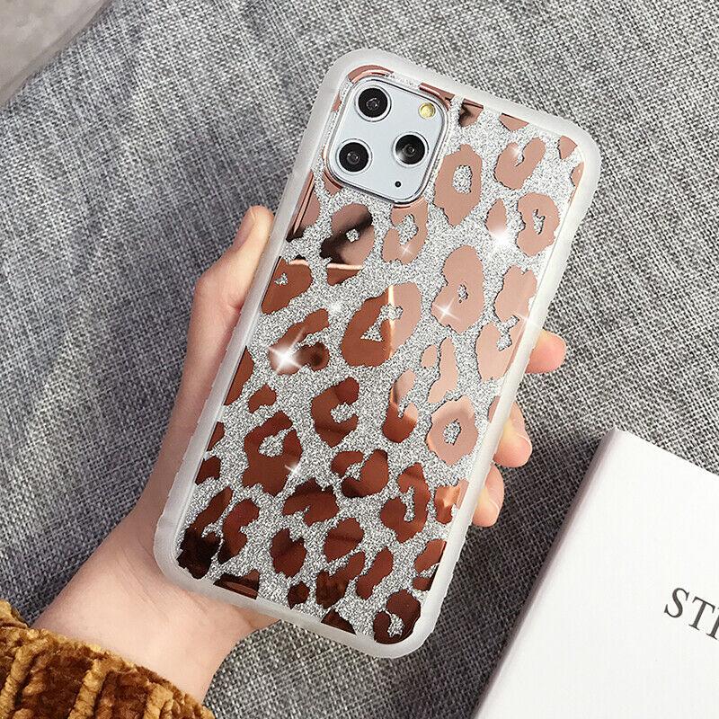 For girls Glitter Marble Case For iphone 11 Pro Max 7 8 Plus XS Max XR SE Cover whatapuritywhatapurity Bling Leopard (Silver) For iphone 11 