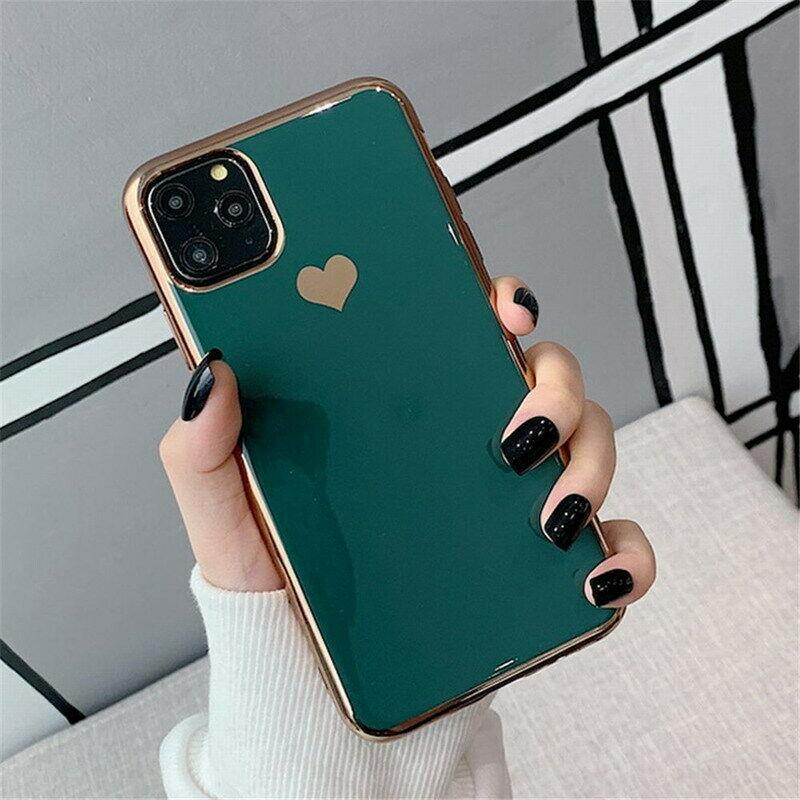 For girls Glitter Marble Case For iphone 11 Pro Max 7 8 Plus XS Max XR SE Cover whatapuritywhatapurity Heart (Green) For iphone 11 