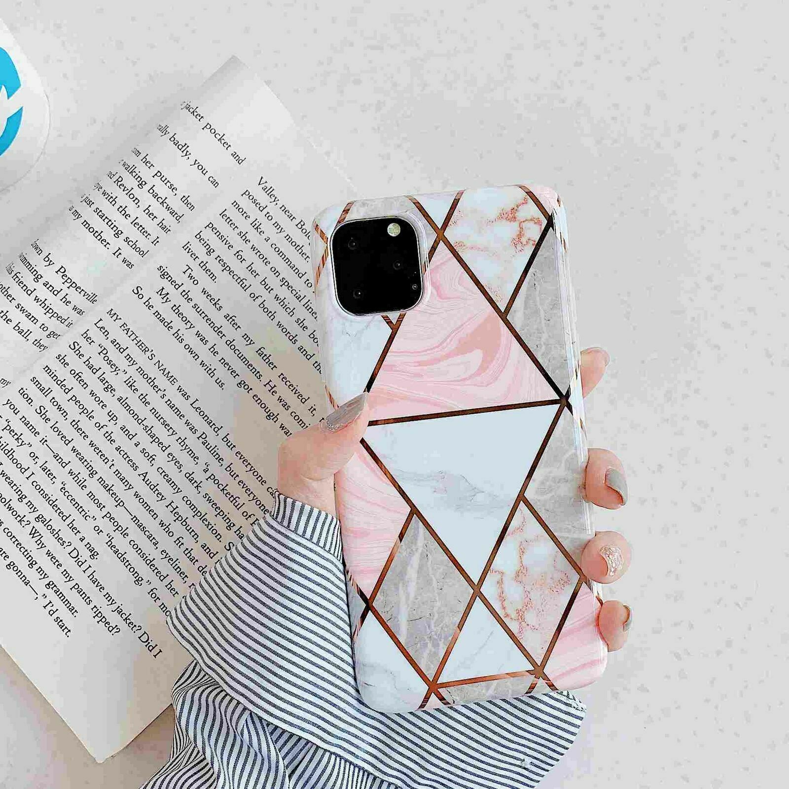 For girls Glitter Marble Case For iphone 11 Pro Max 7 8 Plus XS Max XR SE Cover whatapuritywhatapurity Marble(Pink+White) For iphone 11 