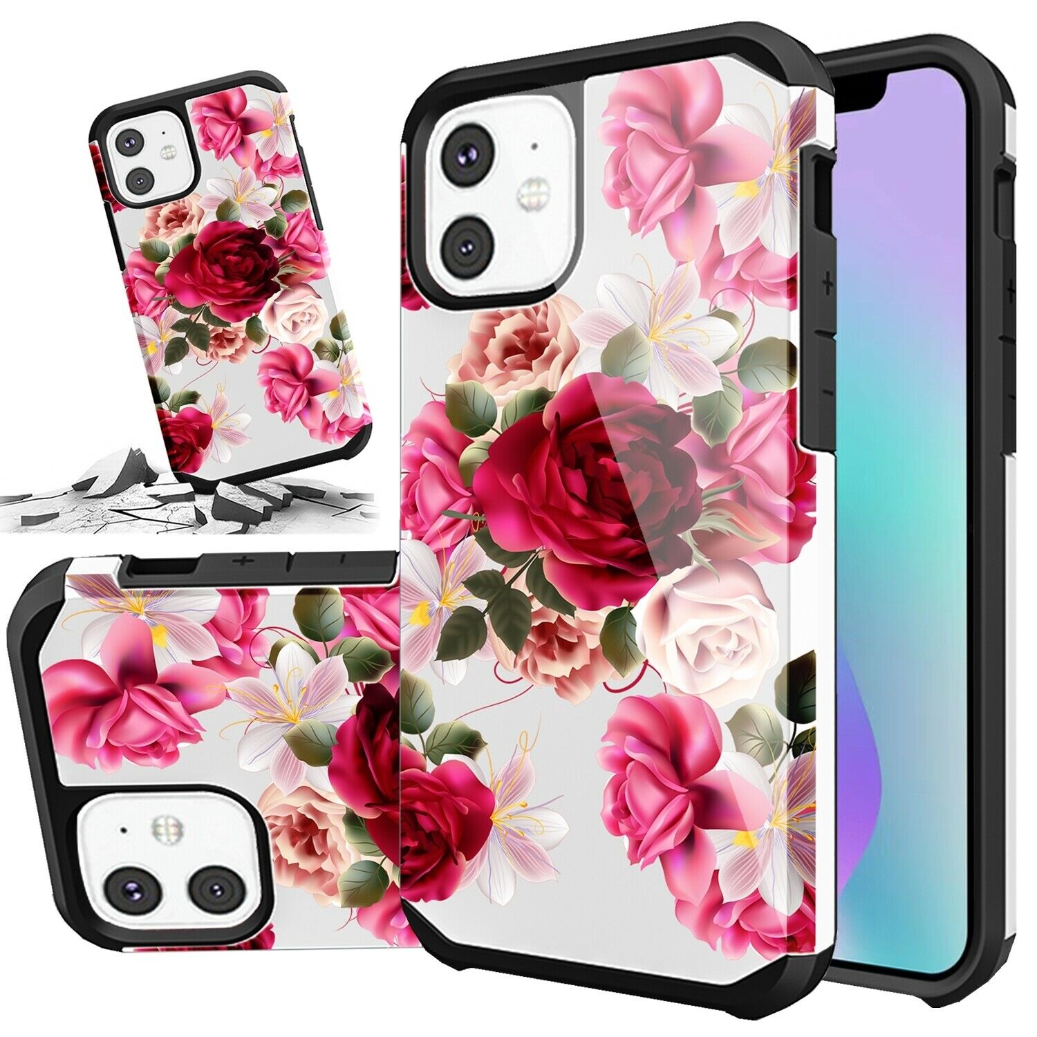 For Iphone 11 Pro 6 6s 7 8 Plus XR X Xs Max SE Red Rose Floral Cute Girls Case storm-buy 