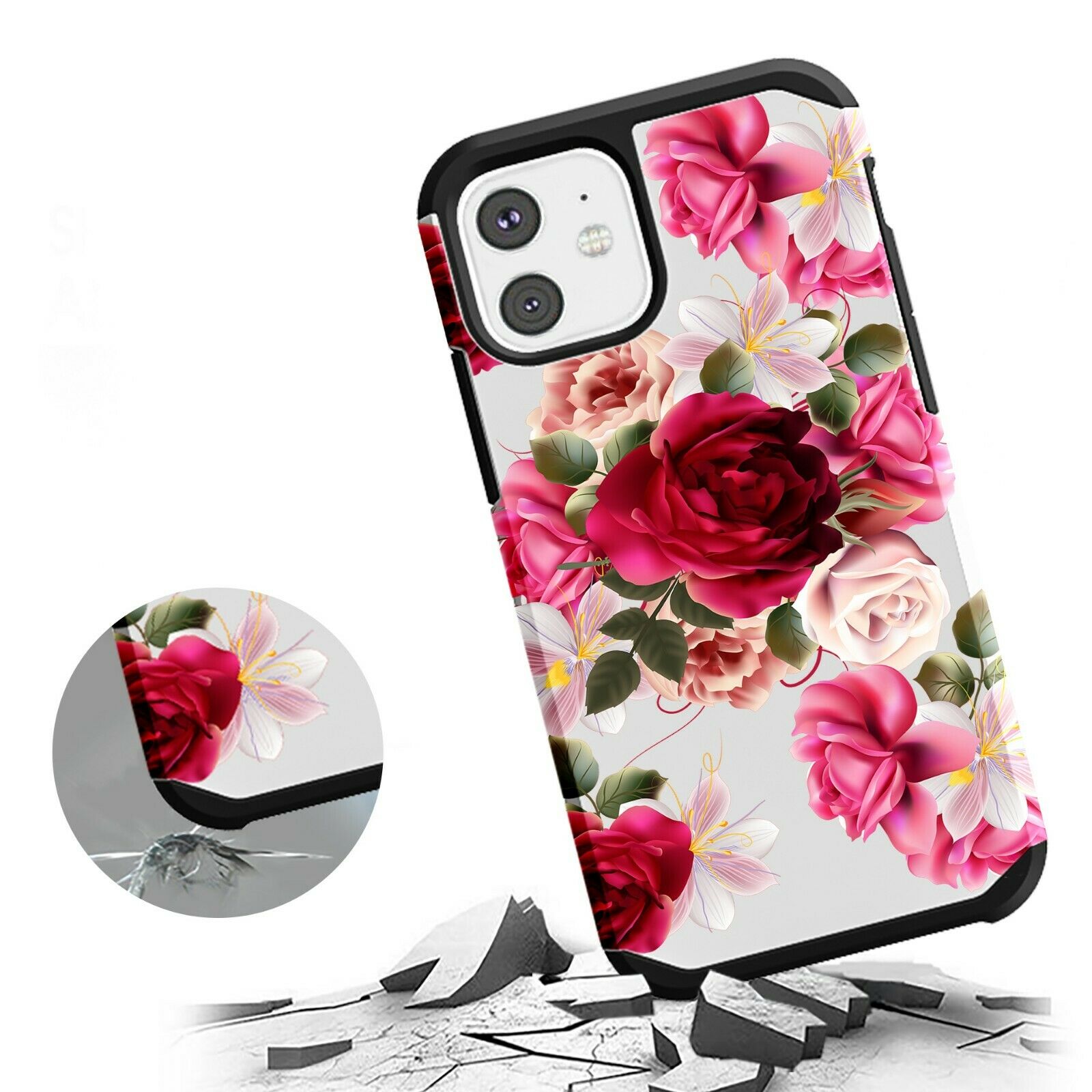 For Iphone 11 Pro 6 6s 7 8 Plus XR X Xs Max SE Red Rose Floral Cute Girls Case storm-buy 