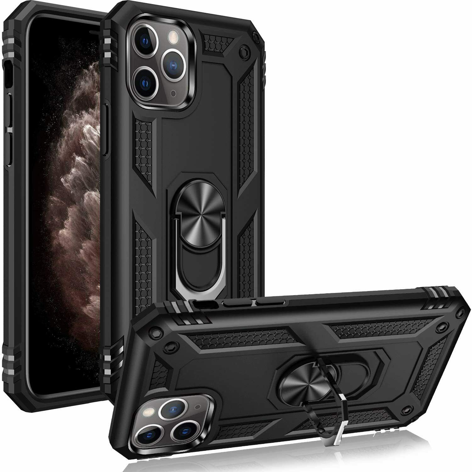For iPhone 11 Pro 6 6s 7 8 Plus XS Max XR X Case Kickstand Shockproof Ring Cover storm-buy For iPhone 6 Black 
