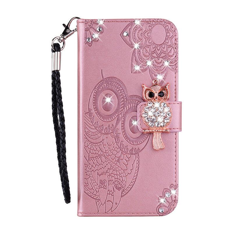For iPhone 11 Pro 7 8 Plus X XR XS Max Bling Owl Wallet Leather Flip Cover Case runrun-2019runrun-2019 