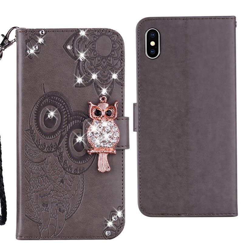 For iPhone 11 Pro 7 8 Plus X XR XS Max Bling Owl Wallet Leather Flip Cover Case runrun-2019runrun-2019 