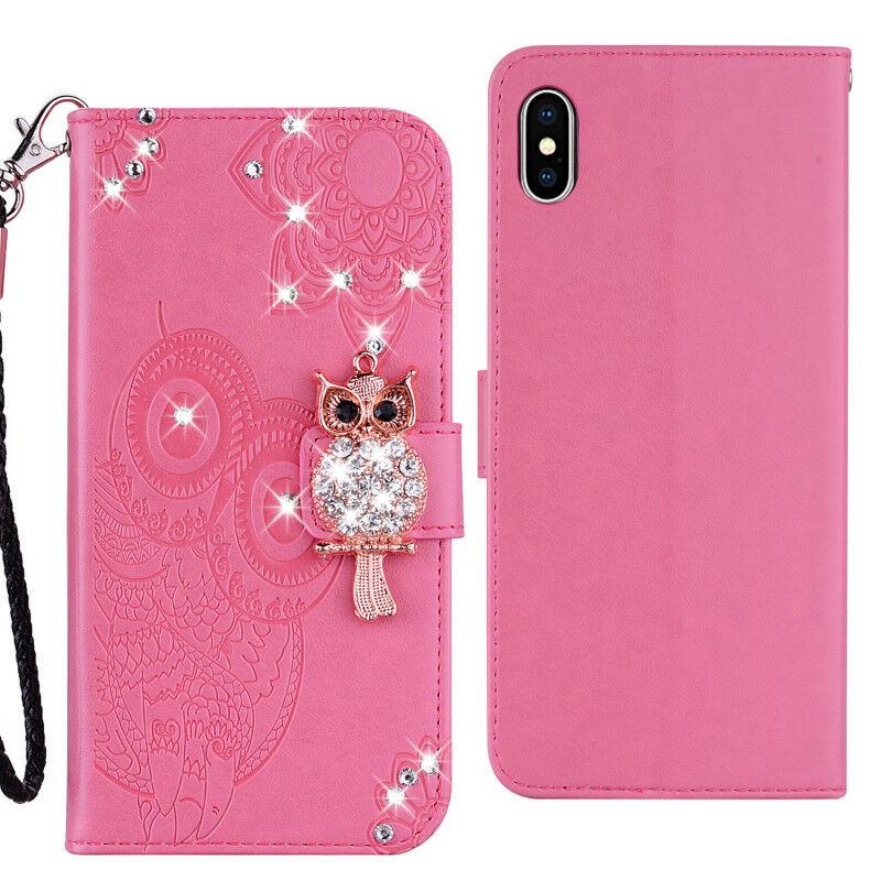 For iPhone 11 Pro 7 8 Plus X XR XS Max Bling Owl Wallet Leather Flip Cover Case runrun-2019runrun-2019 