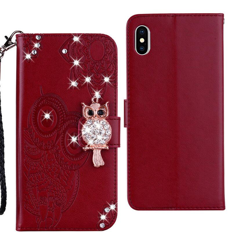For iPhone 11 Pro 7 8 Plus X XR XS Max Bling Owl Wallet Leather Flip Cover Case runrun-2019runrun-2019 