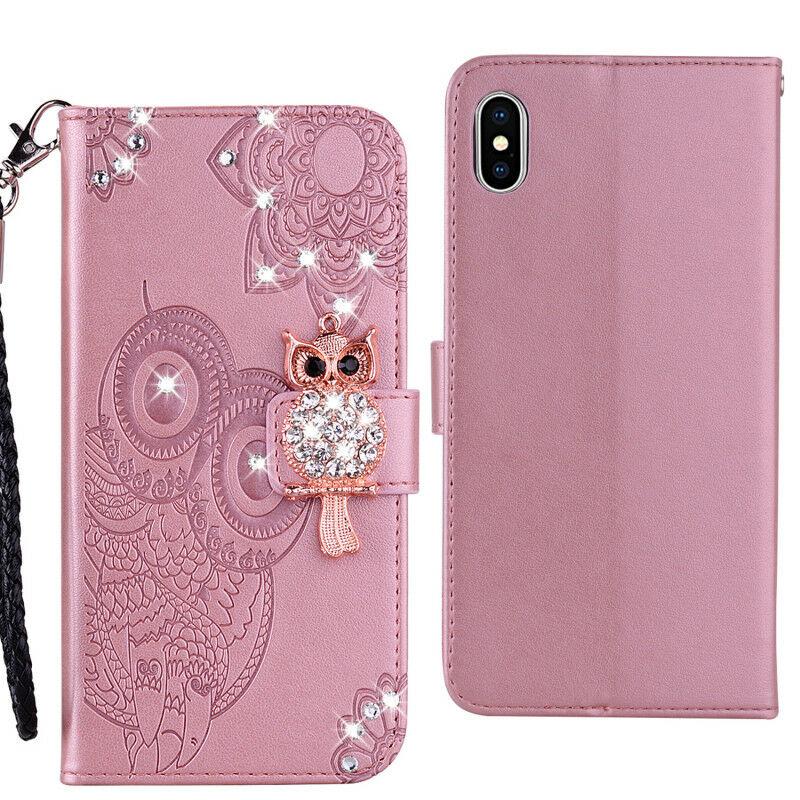 For iPhone 11 Pro 7 8 Plus X XR XS Max Bling Owl Wallet Leather Flip Cover Case runrun-2019runrun-2019 