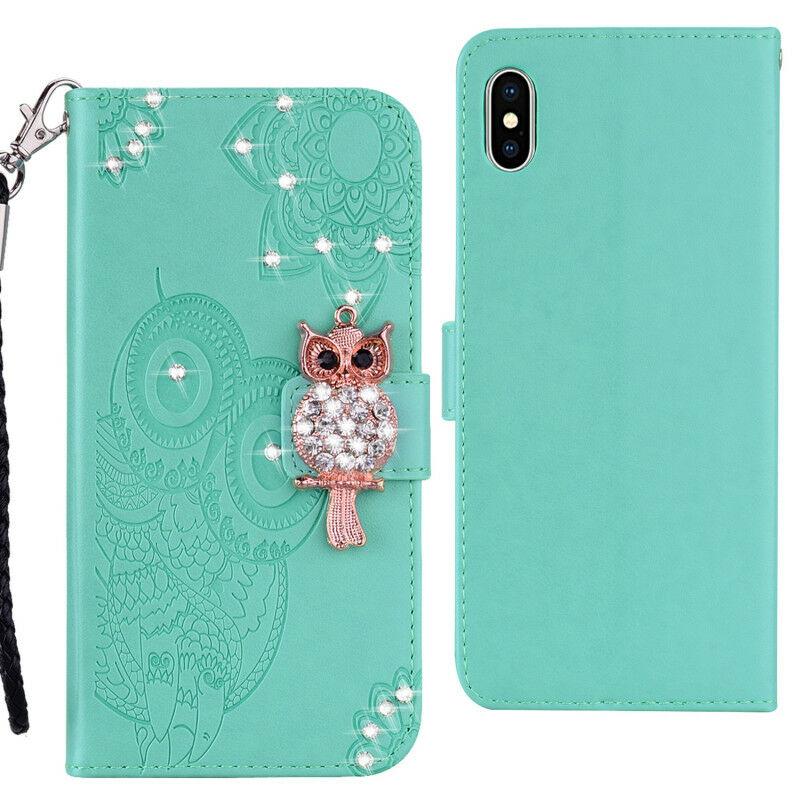 For iPhone 11 Pro 7 8 Plus X XR XS Max Bling Owl Wallet Leather Flip Cover Case runrun-2019runrun-2019 