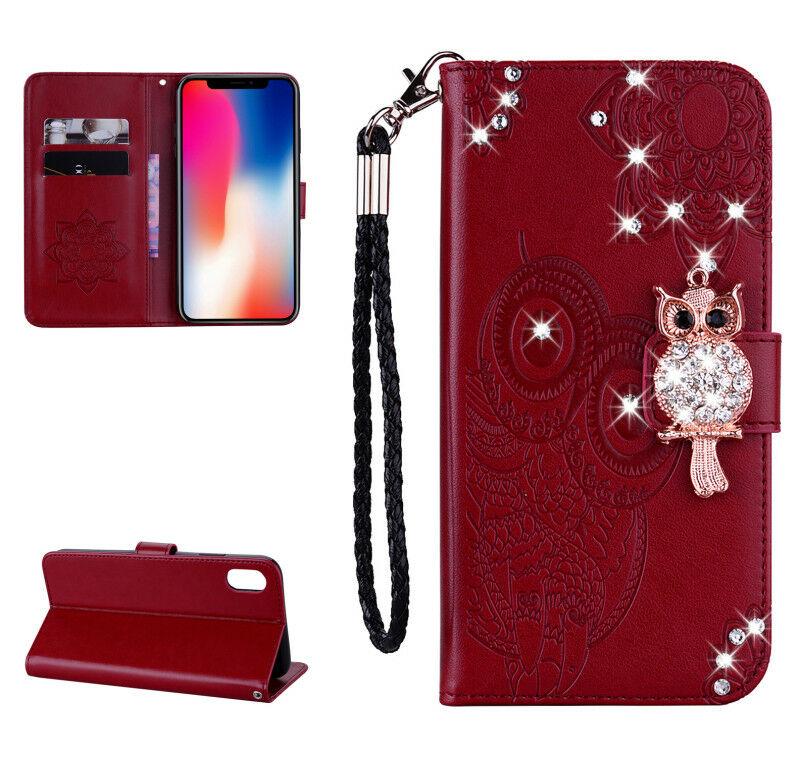 For iPhone 11 Pro 7 8 Plus X XR XS Max Bling Owl Wallet Leather Flip Cover Case runrun-2019runrun-2019 For Apple iPhone 7 4.7" Bling-Brown 