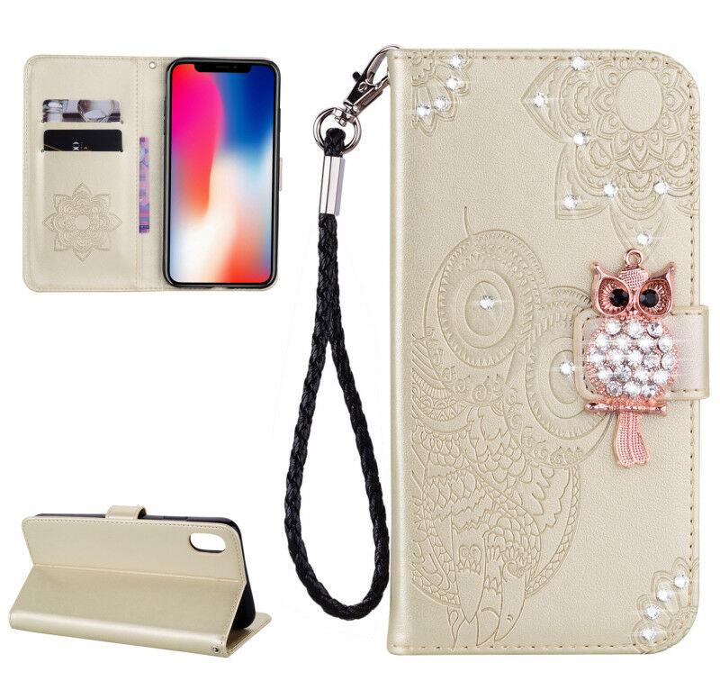 For iPhone 11 Pro 7 8 Plus X XR XS Max Bling Owl Wallet Leather Flip Cover Case runrun-2019runrun-2019 For Apple iPhone 7 4.7" Bling-Gold 