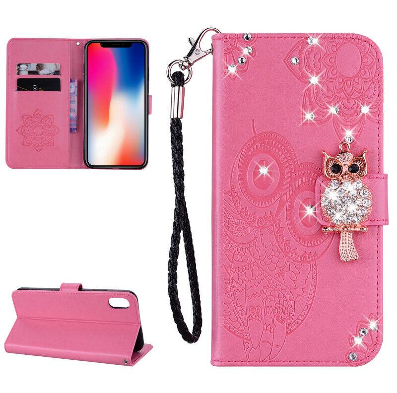 For iPhone 11 Pro 7 8 Plus X XR XS Max Bling Owl Wallet Leather Flip Cover Case runrun-2019runrun-2019 For Apple iPhone 7 4.7" Bling-Pink 