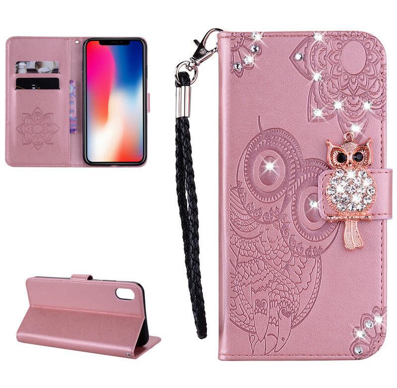 For iPhone 11 Pro 7 8 Plus X XR XS Max Bling Owl Wallet Leather Flip Cover Case runrun-2019runrun-2019 For Apple iPhone 7 4.7" Bling-Rose Gold 