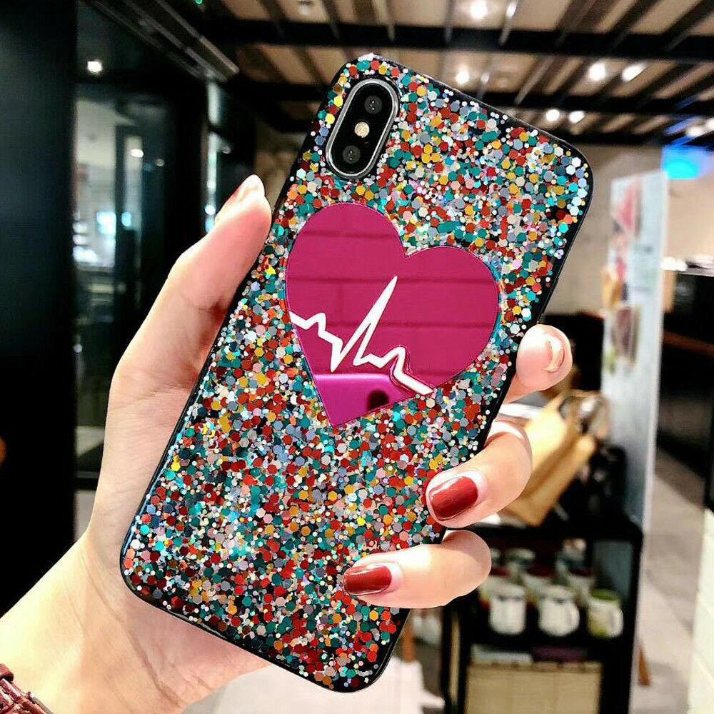 For iPhone 11 Pro Max 8 Plus 7 XS Max XR Bling Glitter Heart Cute Phone Case Cover casedeal2000 