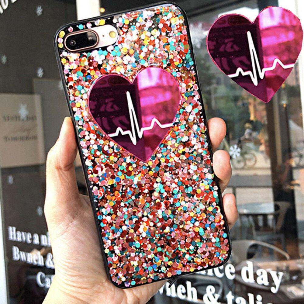 For iPhone 11 Pro Max 8 Plus 7 XS Max XR Bling Glitter Heart Cute Phone Case Cover casedeal2000 