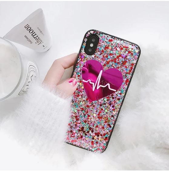 For iPhone 11 Pro Max 8 Plus 7 XS Max XR Bling Glitter Heart Cute Phone Case Cover casedeal2000 