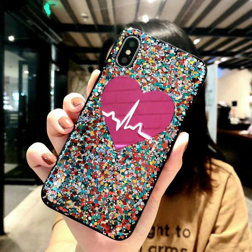 For iPhone 11 Pro Max 8 Plus 7 XS Max XR Bling Glitter Heart Cute Phone Case Cover casedeal2000 