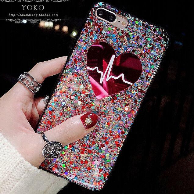 For iPhone 11 Pro Max 8 Plus 7 XS Max XR Bling Glitter Heart Cute Phone Case Cover casedeal2000 