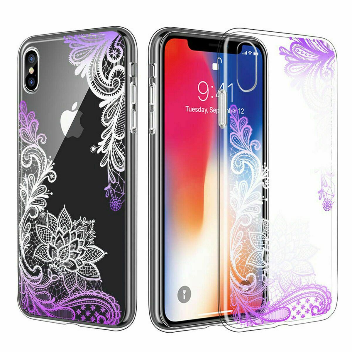 For iPhone 11 Pro Max 8 Plus 7 XS MAX XR Mandala Lace Flower Cute Phone Case Cover casedeal2000 