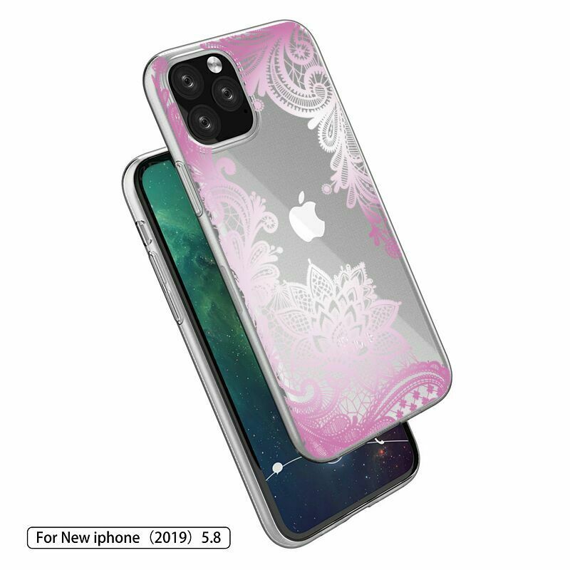 For iPhone 11 Pro Max 8 Plus 7 XS MAX XR Mandala Lace Flower Cute Phone Case Cover casedeal2000 For Apple iPhone XS Max Clear Soft Case (Rose Lace) 